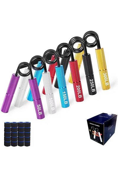COOYA 6 pcs Hand-Spring,Grip Strength Trainer Set,50-300 LB,Non Slip Wrist Hand Exercise,for Training Gym