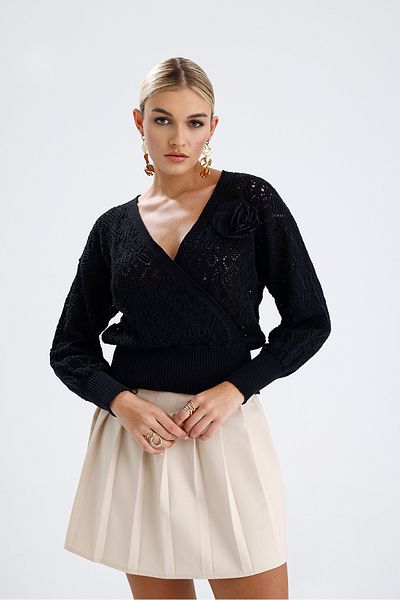 For Angels Bluză ajurata dublu cu accesorii trandafiri