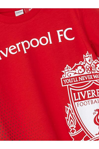 LC Waikiki Lcw Kids Red Crew Neck Liverpool Printed Short Sleeve Boys T-Shirt
