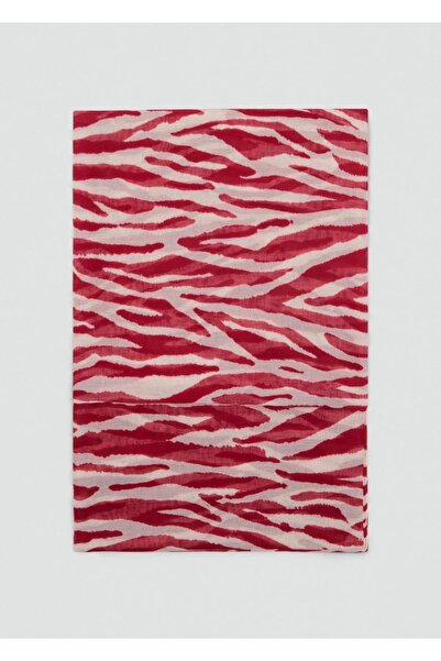 MANGO Woman Zebra desenli pamuk karışımlı fular