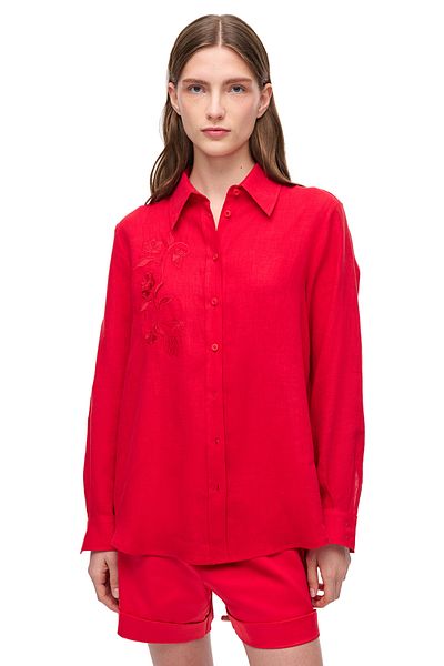 Perspective Red Holas Comfortable Fit Shirt Collar Long Sleeve Shirt