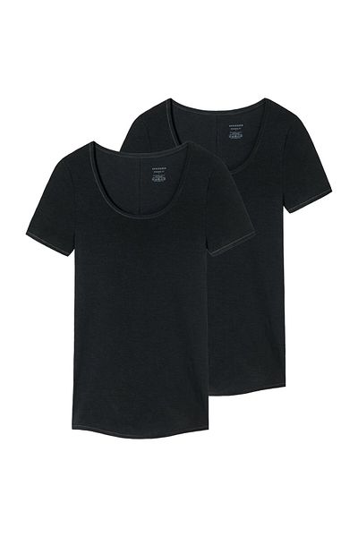 Schiesser Damen T-Shirt 2er Pack - Rundhals, Unterhemd, Personal Fit, Basic, Stretch