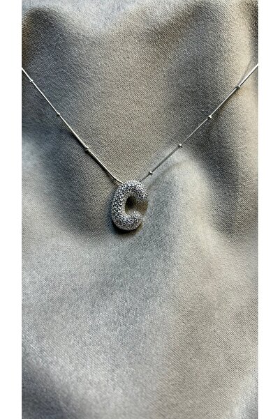 Keyper C Harfli Zirkon Taşlı Çelik Kolye