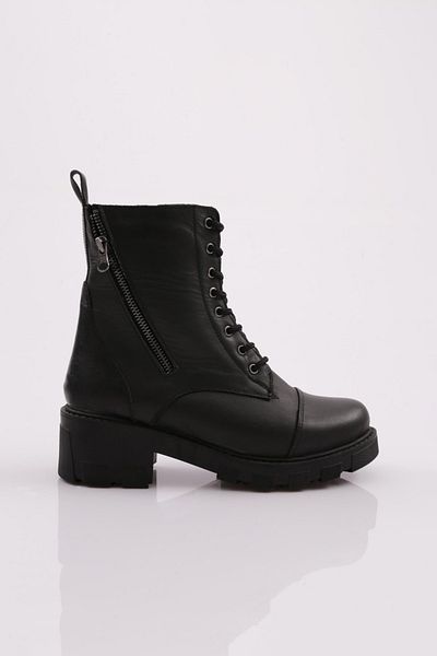 DGN Madrit-04k Black Women's Boots - 22k Laced and Tooth Zipper