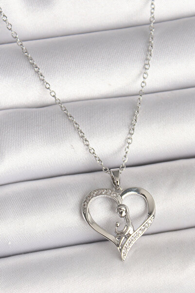 Skygo 316L Steel Silver Color Chain Zircon Stone Detailed Heart Model Women's...