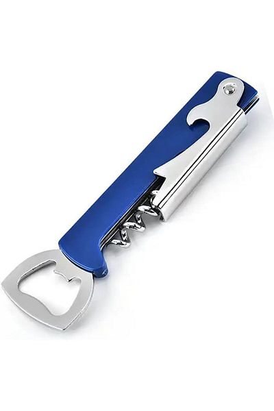 Store Metal Corkscrew and Bottle Opener Set (Blue)