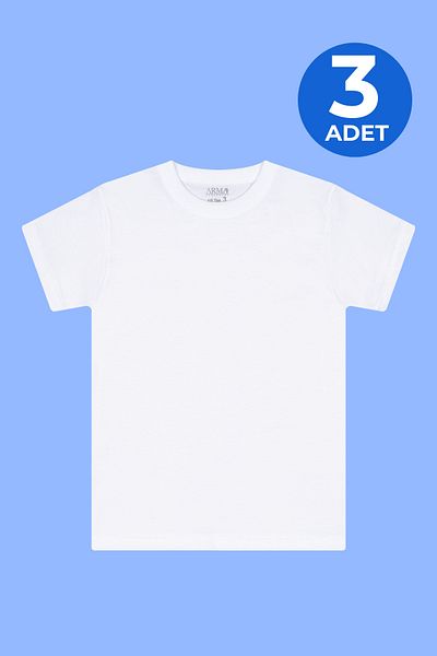 Arma Yıldız Boys' 100% Cotton Crew Neck Undershirt T-Shirt 3 Pack White