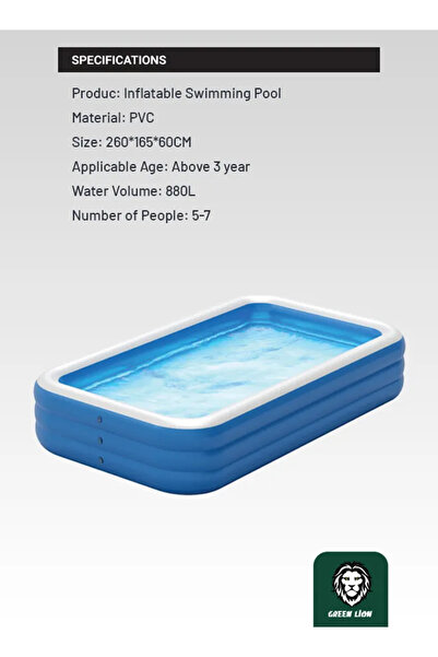 Green Lion Inflatable Swimming Pool Small - Blue