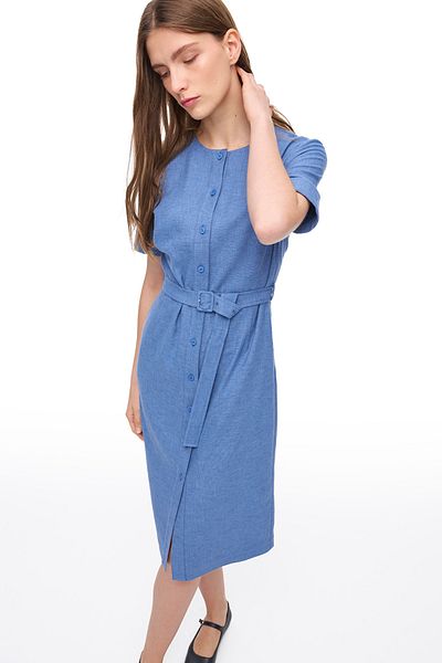 Perspective Blue Torp Regular Fit Above Knee Dress