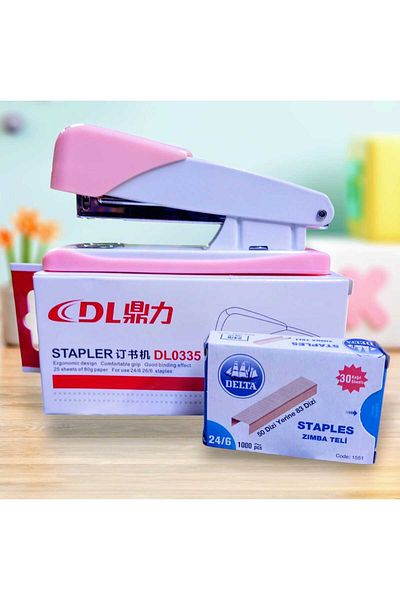 izmir yazici servis 24/6 Pink Stapler Machine and 1000 Staple Wire Office Set Gift