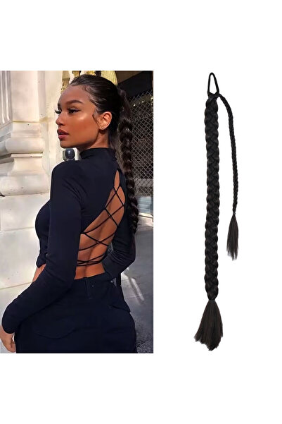 Suzan Peruk Örgü At Kuyruğu Lastikli Takılır yanda lastiğin etrafına dolanan ...