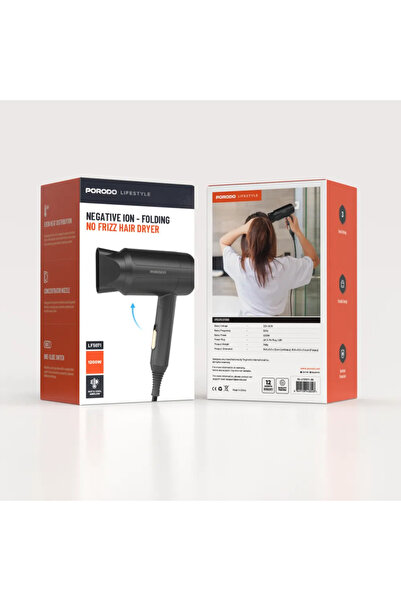 porodo Lifestyle 1200W Foldable Hair Dryer 1.8M Cable