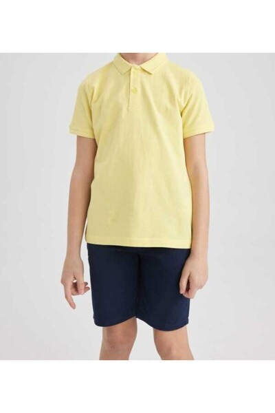 ROZELT Κίτρινο κοντομάνικο γιακά πόλο Lacoste Σχολικό μπλουζάκι R.O.Z.O.KU.LT...