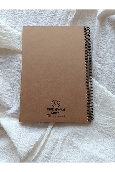 Pink Swan Craft Copertă kraft groasă A5 în spirală maro interior 40 de coli Caiet de 80 de pagini - Album de însemnări, jurnal de gunoi