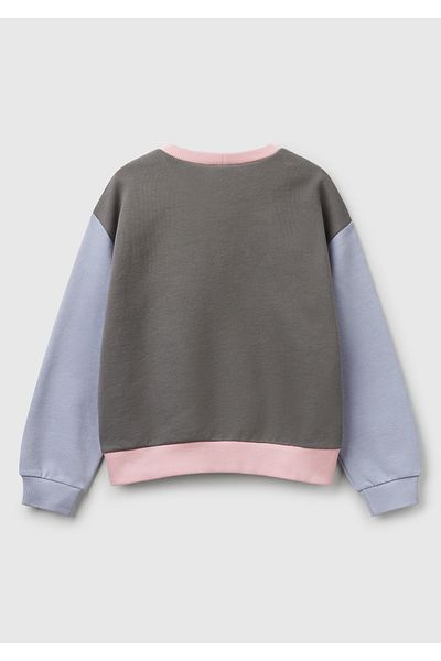 United Colors of Benetton Hanorac pentru fetiță, roz, cu sclipici, cu sigla Benetton, cu decolteu
