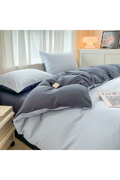 sharpdo 4-Piece Set Bedding Modal Quilt Cover Set with 1 Quilt Cover 1 Sheet and 2 Pillowcases 2m Bed