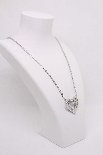 LuxeGem الفولاذ المقاوم للصدأ الزركون حجر القلب اللانهائي قلادة المرأة