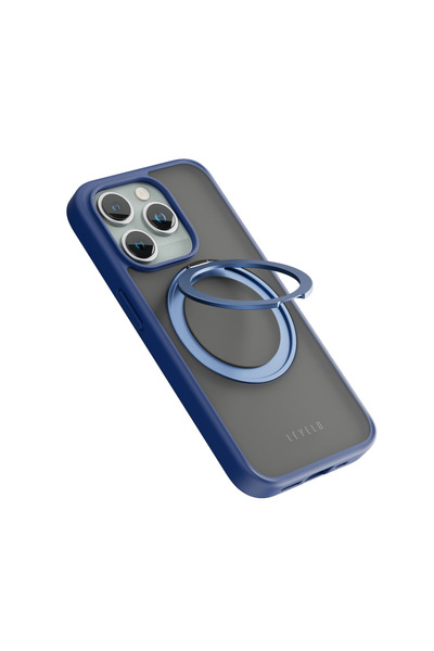 Levelo Levelo Magsafe Ringo Multi-Functional Kickstand Case For iPhone 15 Pro - Blue