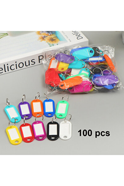 Choice 100 قطعة عشوائية من سلاسل المفاتيح البلاستيكية الملونة مع نافذة لحلقات المفاتيح DIY للحقيبة المدرسية