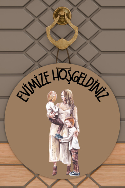 Dormot Home Ornament Modern pentru Ușă Maro Două Copii Mamă Familie Ornament ...