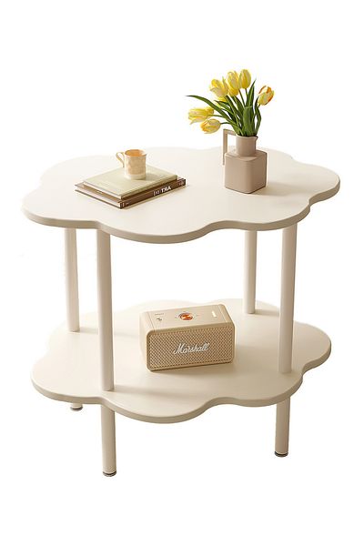 sharpdo Simple Modern Flower Creative Double-Layer Tea Table, Living Room Sofa Side Coffee Table 40*59*58CM