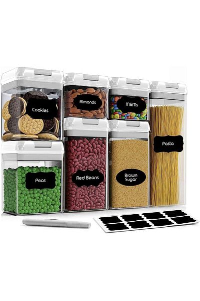 COOYA Pack Airtight Food Storage Containers Set,BPA Free,Plastic Storage Box,for Cereal,Dry Food Flour