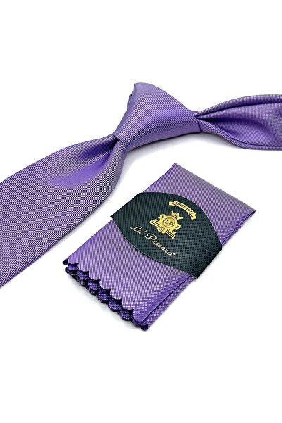 Kravatkolik Lilac Classic Tie with Plain Handkerchief Kk13163