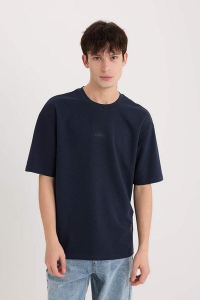 DeFacto New Season Boxy Fit Crew Neck No-Iron Breathable Printed Short Sleeve