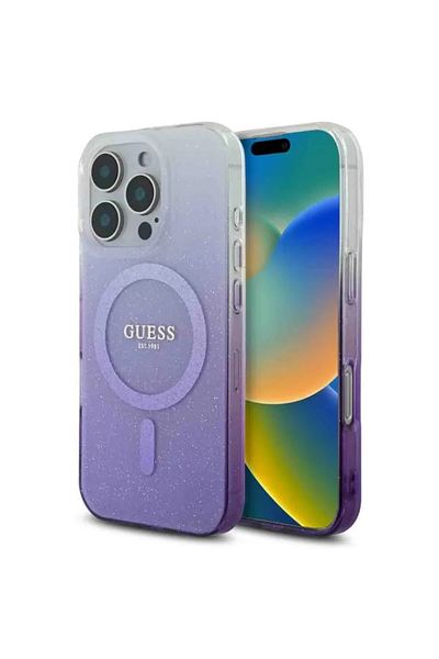 CG Mobile Guess Magsafe Iml Glitter Gradient Hard Case For iPhone 16 Pro - Purple