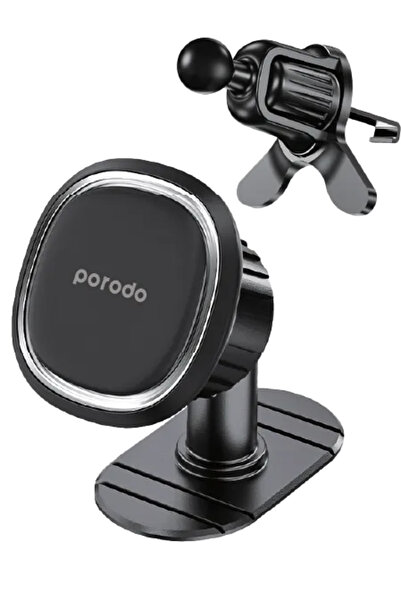 porodo حامل هاتف للسيارة 2 في 1 مغناطيسي - أسود