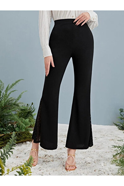 buğrahayalin Women's High Waist Side Tulle Detailed Diving Leggings Pants