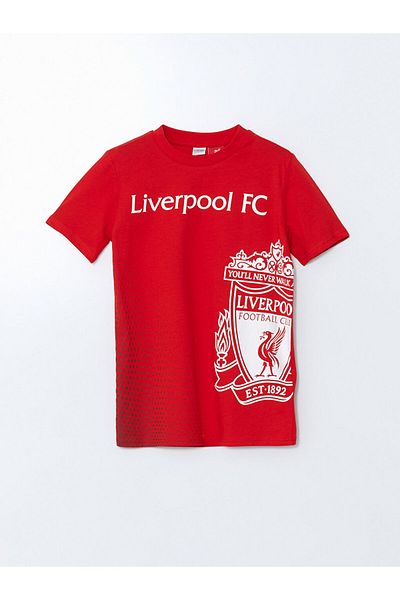 LC Waikiki Lcw Kids Red Crew Neck Liverpool Printed Short Sleeve Boys T-Shirt