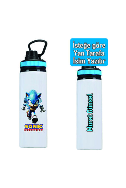 DKDZ SHOP Sonic Baskılı Metal Suluk - Matara (İsim Yazılır İsmi Ürün Sorusund...