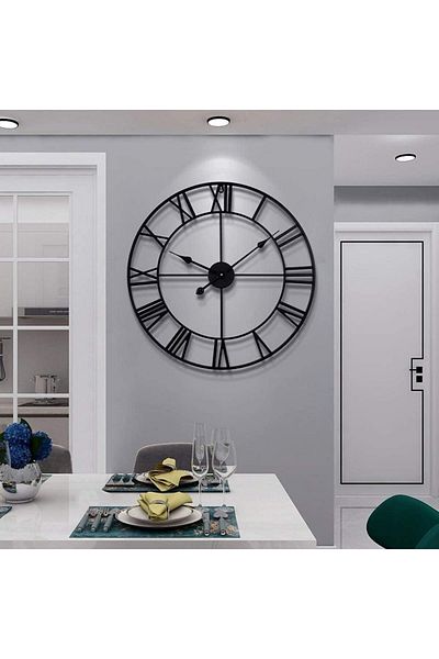 COOYA Large Modern Metal Wall Clocks,50CM Round,Nearly Silent Roman Numeral Clock,for Living Room,Bedroom