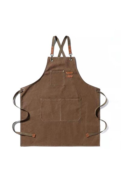 Choice Brown Fashion Canvas Apron Home Kitchen Gardening Work Dress Women's Kitchen Restaurant Work Apron