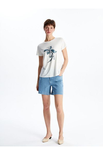 LC Waikiki Νέα σεζόν Crew Neck Floral Γυναικείο Tisort - S5DP51Z8