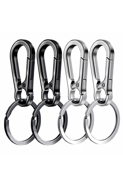 Choice 4 قطع من مشبك الكارابينر باللون الأسود والفضي، سلسلة مفاتيح معدنية على...