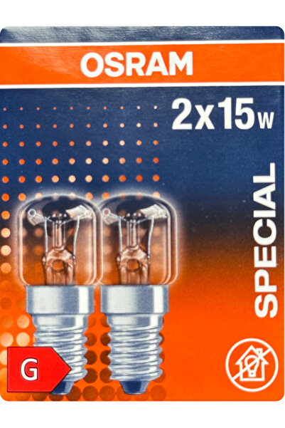 Osram (2 Li Paket) Osram 15W Fırın Ampulü (Sarı Işık) E14 Duylu (İnce Duy)