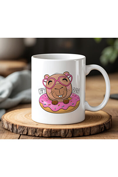 BB TRADE Capybara Donut Designed White Ceramic Printed Mug 330ml