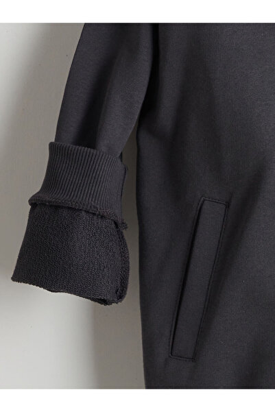 LC Waikiki LCW Kids Antrasit Kapüşonlu Erkek Çocuk Fermuarlı Sweatshirt