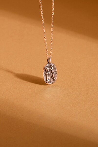 Takıdepo Antik Roma Figürlü Minimal Gümüş Kolye-Rose Rengi