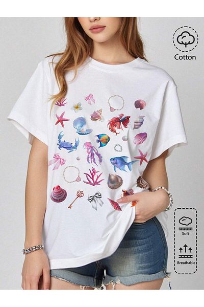 uyguntarz Unisex-T-Shirt mit Muscheldruck