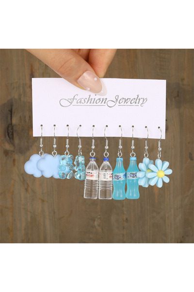 Choice CS5856901JCA5 مجموعة أقراط فواكه حيوانات كرتونية لطيفة للنساء والفتيات مصنوعة من الراتنج والأكريليك المقلد للطعام