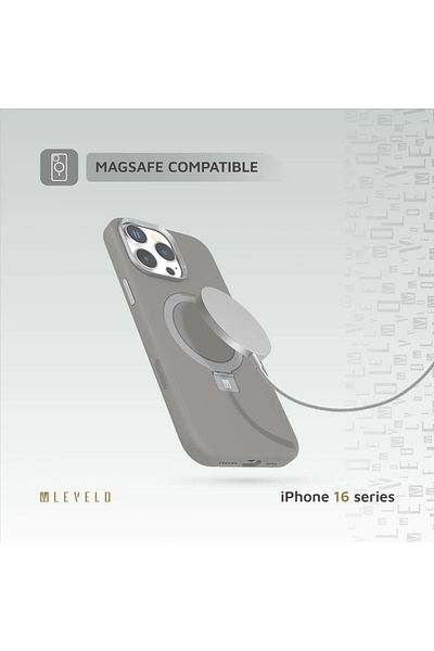 Levelo Iris Pro Magsafe Liquide Silicone Case For iPhone 16 Pro - Gray