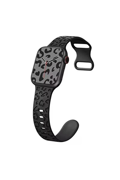 Alstrap Apple Watch 6 7 8 9 10 Se Ultra Uyumlu 44-45-46-49mm Leopar Desenli S...