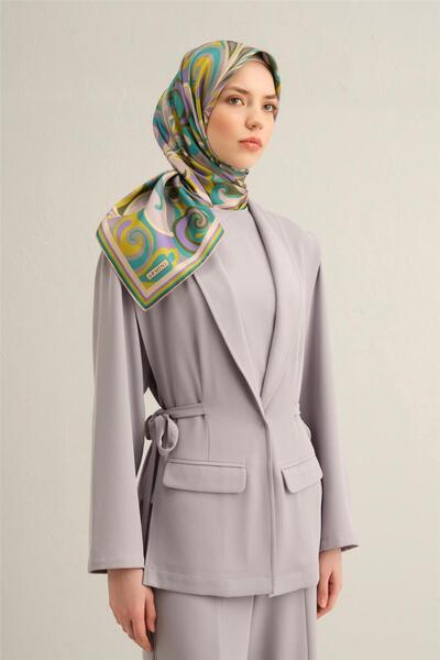 Armine Desenli Saf Ipek Twill Eşarp 9323- 84