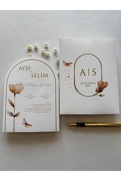 Luna Davetiye 2025 Yeni Model Renkli Düğün Davetiyesi 50 Adet