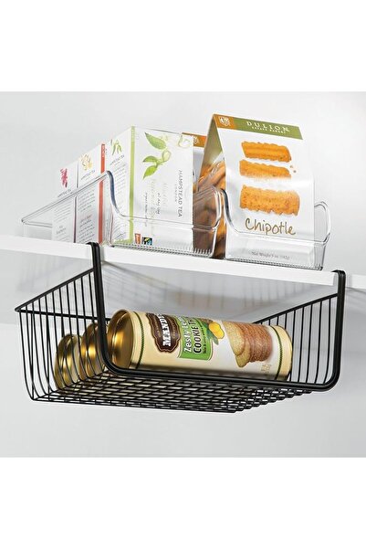 MDesign Metal Under-Shelf Hanging Storage Basket – Open Front Organizer for Kitchen, Pantry