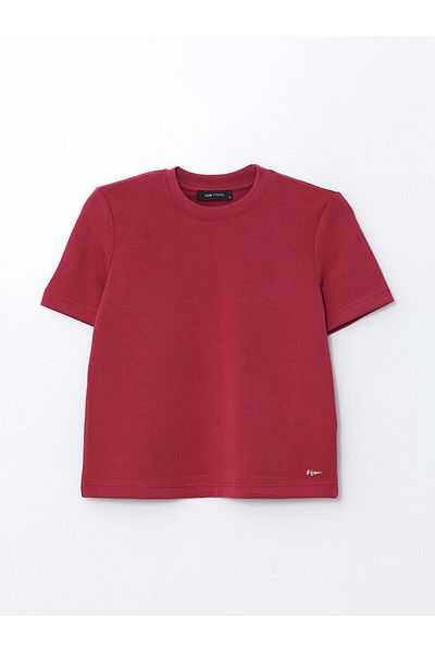 LC Waikiki Lcw Vision Burgundy Crew Neck Modal Blend Women's T-Shirt
