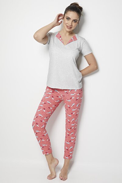 ZENCHES Γυναικείο Σετ Πιτζάμες Pluto σε Γκρι Πολύχρωμο